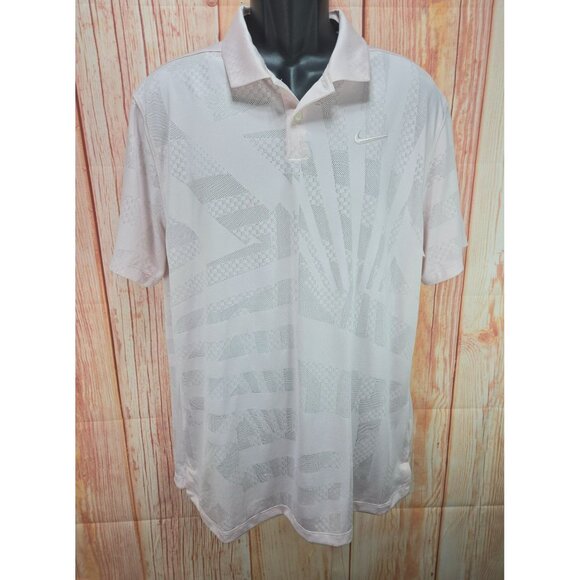 Nike Mens Dri-Fit Standard Fit Polo Shirt Large Pink Abstract - Picture 1 of 8